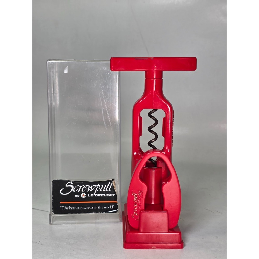 Screwpull Le Creuset Corkscrew Bottle Opener Foil Cutter Red France Vintage Rare